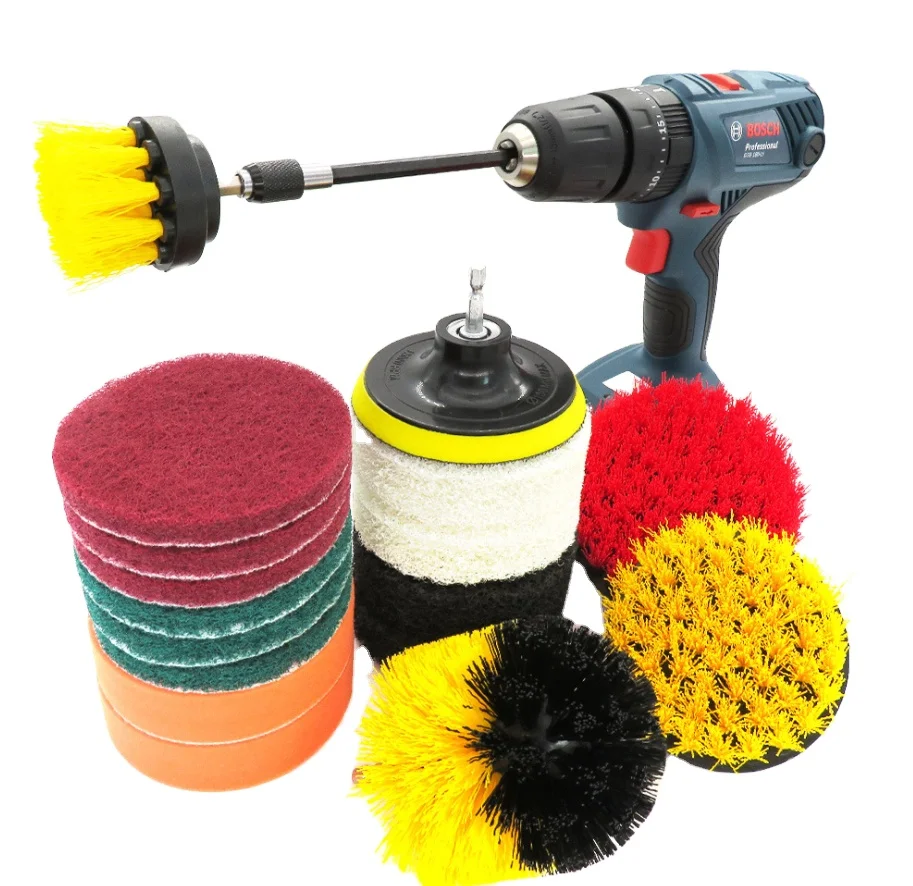 
Foreign trade supply 18-piece set electric red nylon brush descaling, cleaning and polishing electric drill brush 
