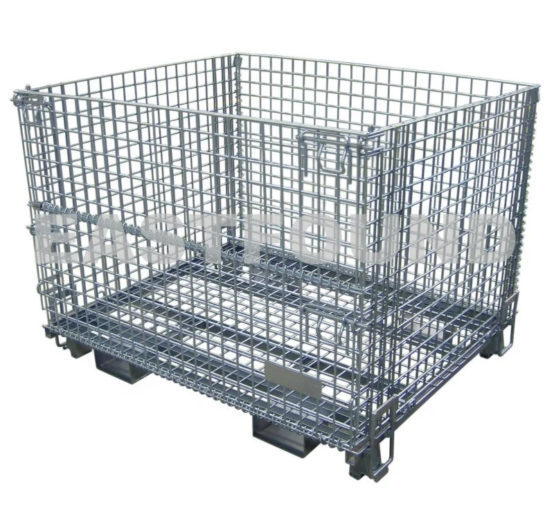 Stackable pallet cage foldable wire cage steel pallet container wire mesh pallet cage for warehouse