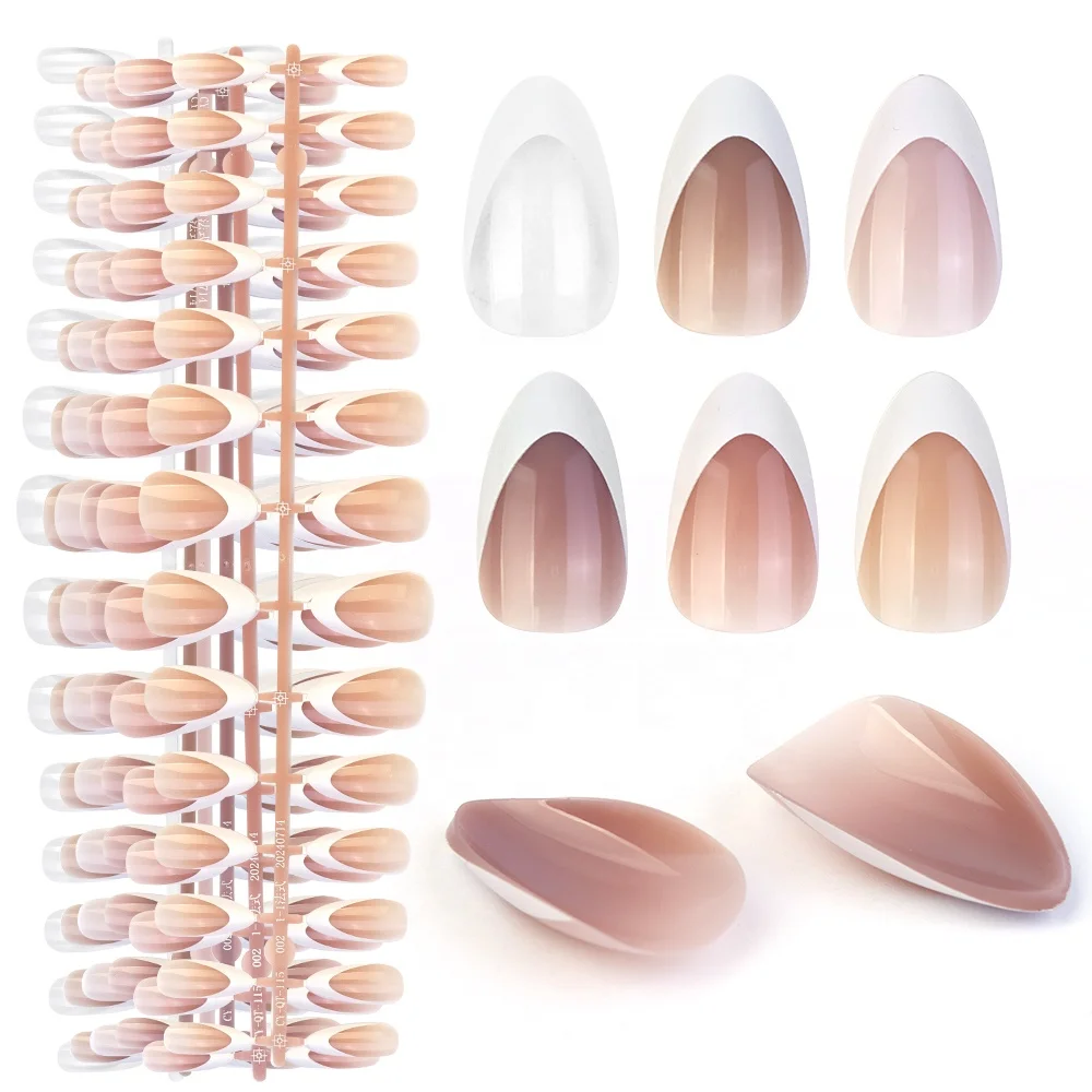 Gelsky Soft Gel Tips Press on Nails Thick French Gel X Nail Tips Full Cover Almond Nail Tip