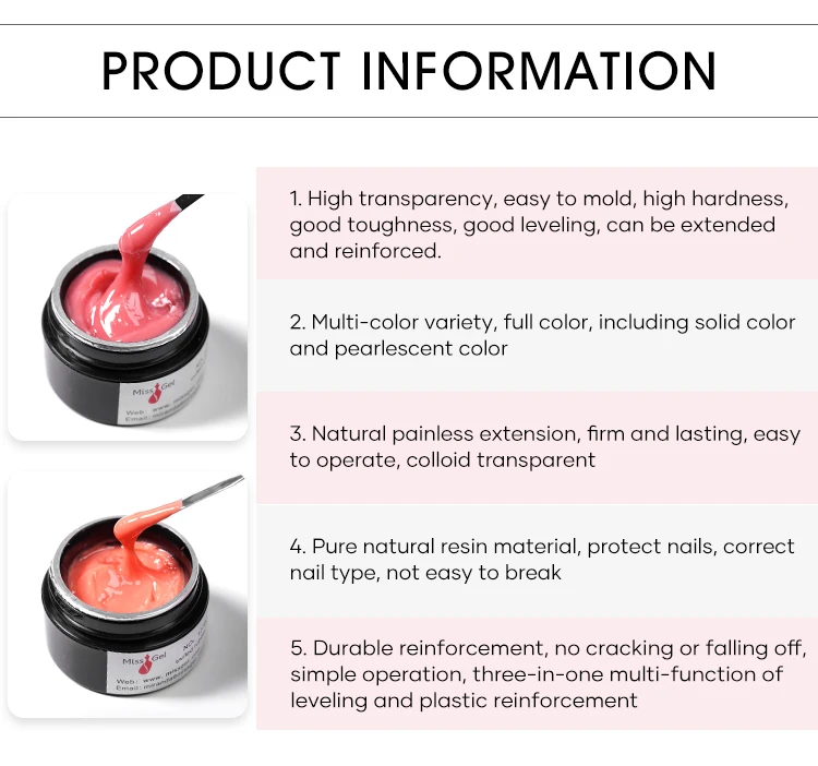 High Viscosity Build Gel Pink Cover Color UV Nail Extension Sculpted Gel De Construction Hard Gel