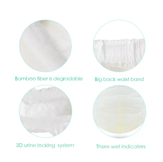 High quality SAP and super absorbing 100% biodegradable bamboo nonwoven overnight disposable baby infant nappy diapers