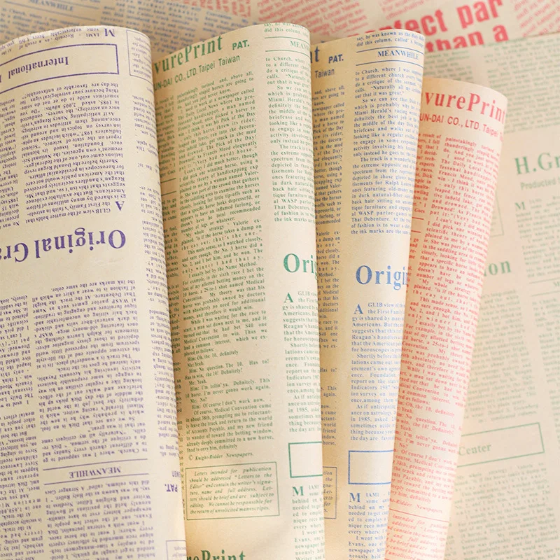 JOYWOOD Vintage Fashion English Newspaper Gift Packaging Paper Kraft Paper Flower Bundle Flower Wrapping Paper Wholesale