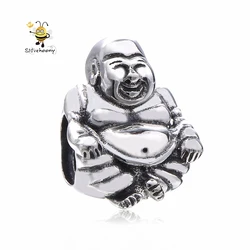 925 Sterling Silver Buddha Charms Beads For DIY Jewelry Marking Lucky Patron Saint Bless Bead Fit Original Bracelet