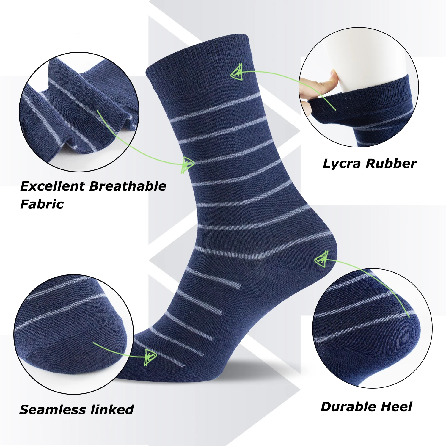 Professional High Quality 6-Pair Jacquard Design Combed Cotton Business Socks OEM Knitted Body Bottom Autumn Packaging