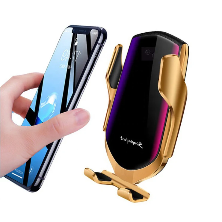 Universal Custom Logo Car Phone Clip 360 Degree Holder Automatic Clamping 10W Qi Fast Charging Wireless Charger