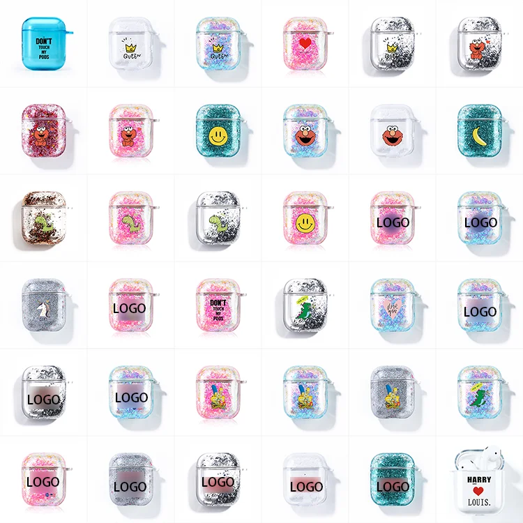 Роскошный чехол с жидкими блестками для Airpods защитный прозрачный Airpod 2