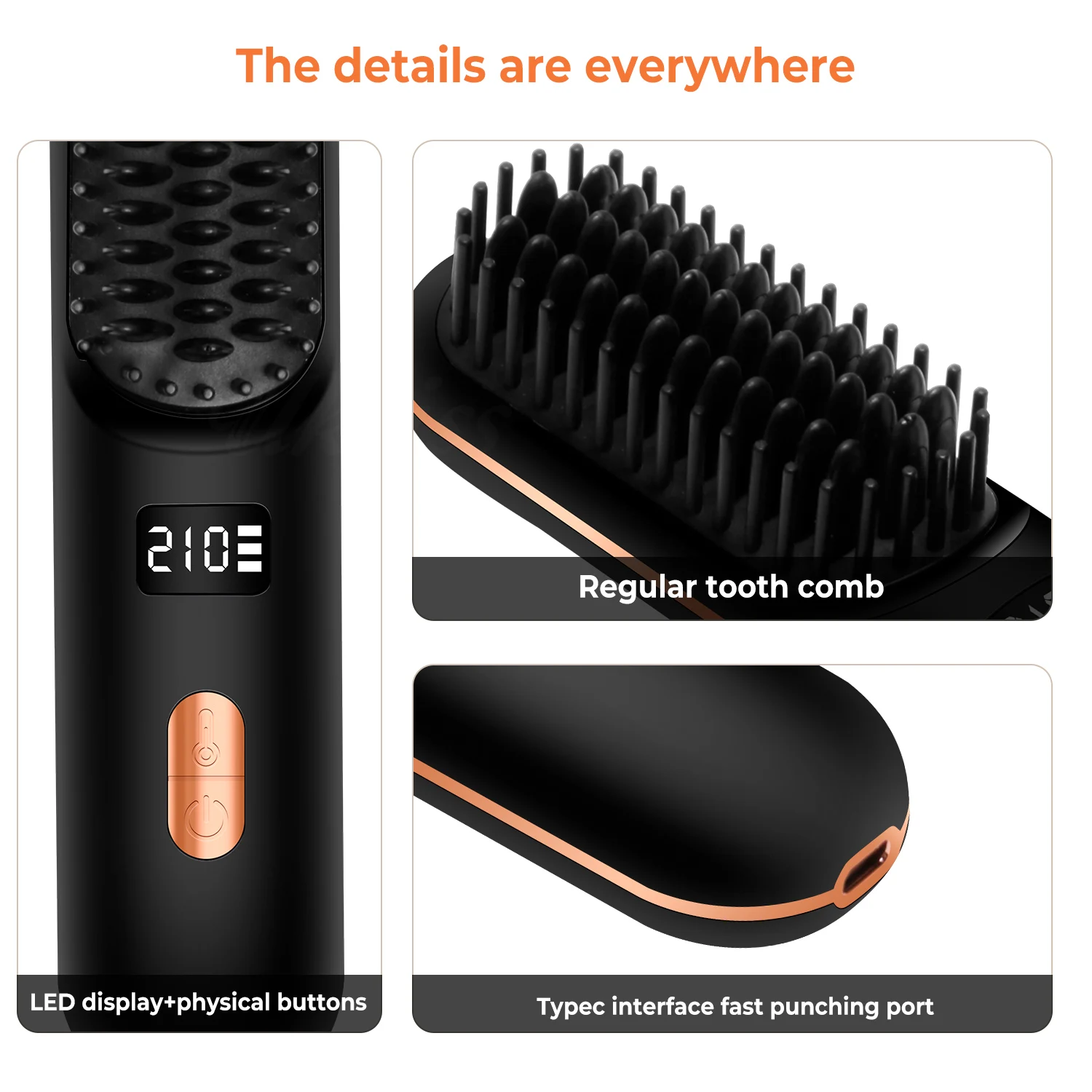 Negative Ion Styling Mobile Mini Wireless Portable Heating Hot Electric Hair Straightener Comb