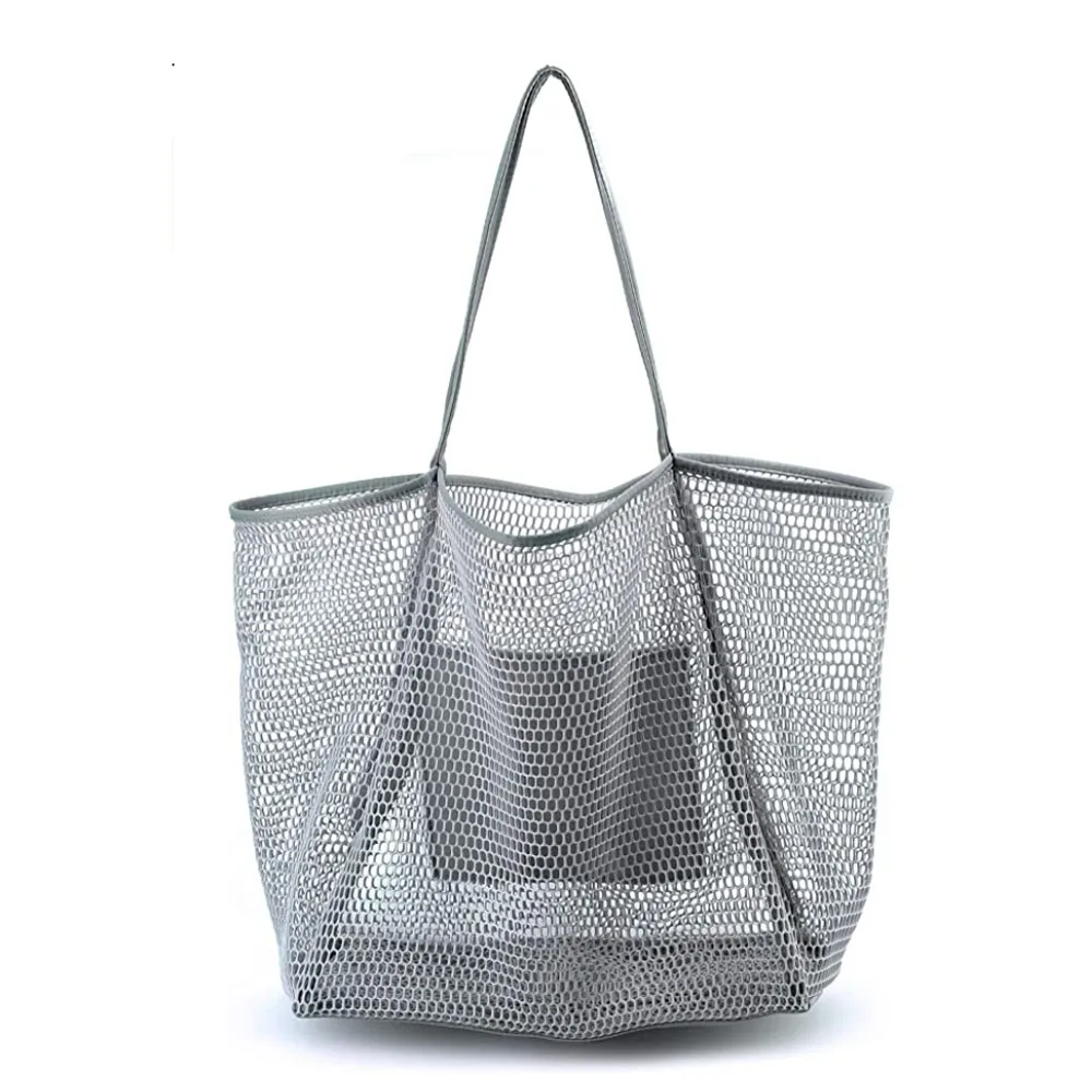 New Arrival Women Large capacity Mesh Plastic Tote casual l Bag Solid Color Beach Bag