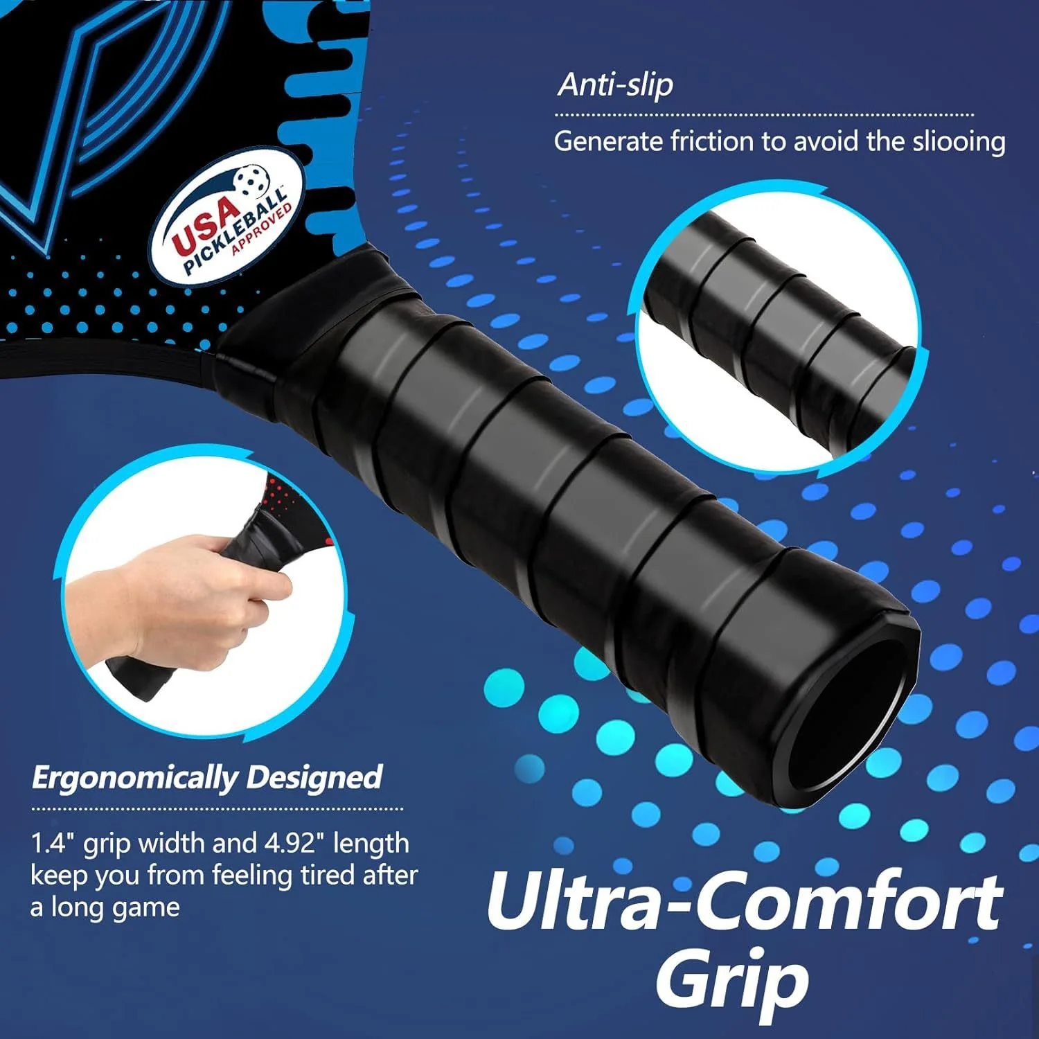 longer pickleball rackets set,graphite thermoformed t700 pickleball paddle set of 2,carbon fiber pickleball paddles set of 2