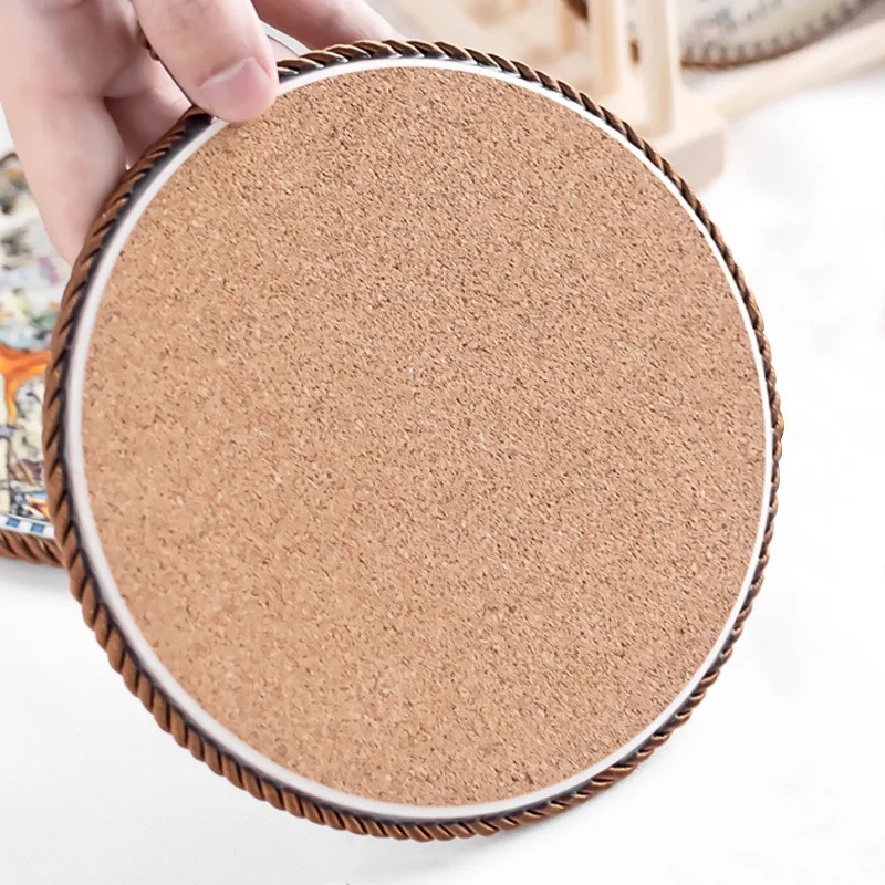 Household Heat Resistant Pot Mat Dinner Plate Trivet Mat European Table Anti-Scalding Pot Ceramic Table Mat Coaster With Cork