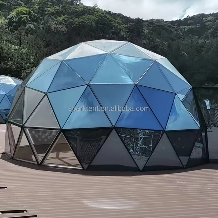 Wholesale Waterproof aluminum glass dome home, fiberglass mirror glass dome house for sale