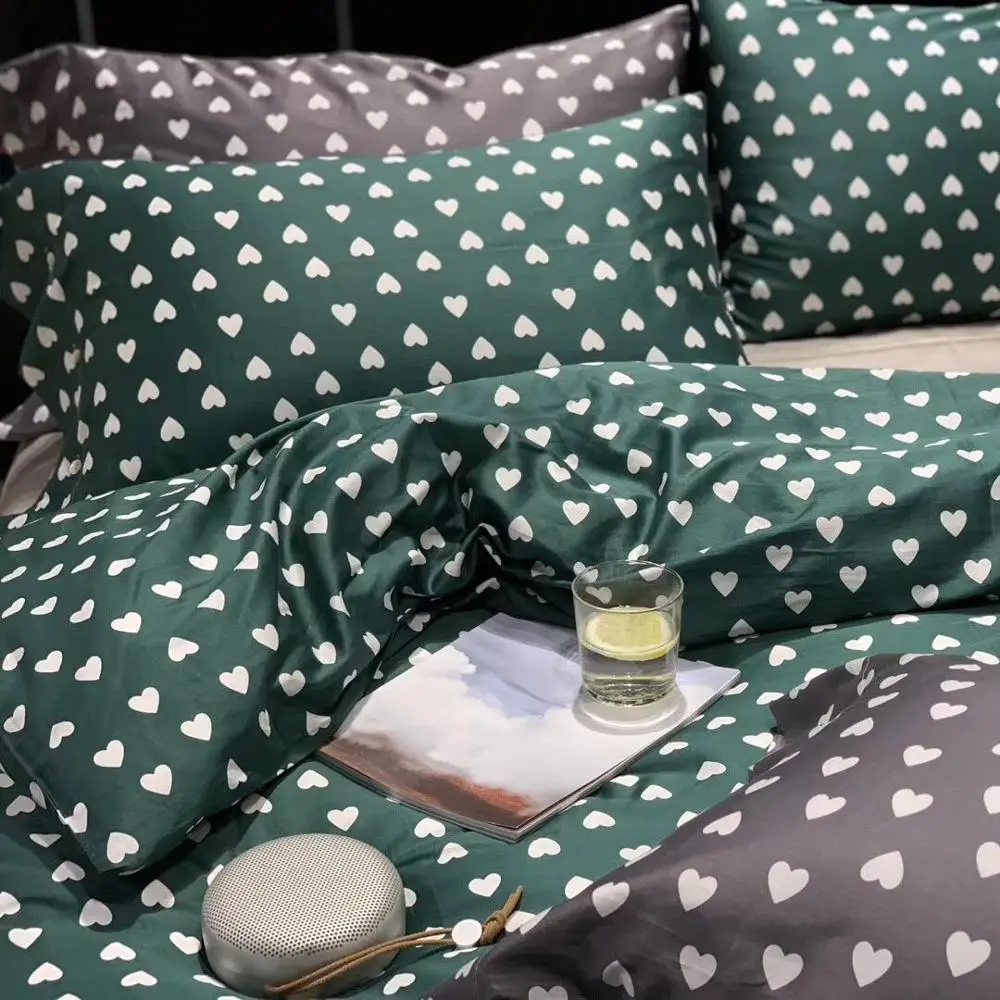 
Super hot sale 100% cotton 60s sateen heart design city fashion art style luxury bedding sets bed linen 