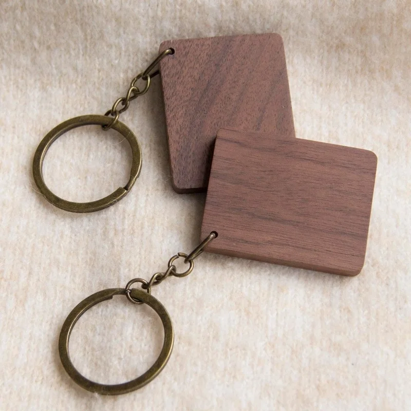 New Solid walnut rectangle wood Keychain Blanks Can Laser Blanks