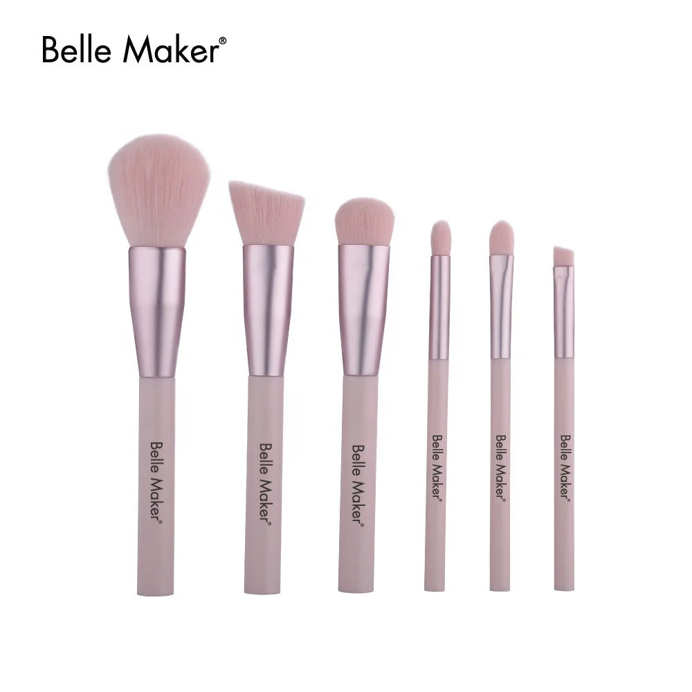 
6 шт., набор кистей для макияжа, новая модель 2020 года, косметическая кисть, матовый розовый цвет с хайлайтером для основы, румян, пудры 