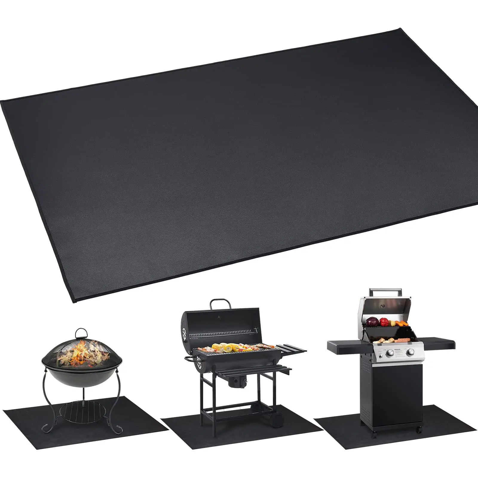 Fiber Glass Silicone Coating Fireproof Fire Pit Mat Premium Deck and Patio Grill Mat BBQ Under Grill Mat