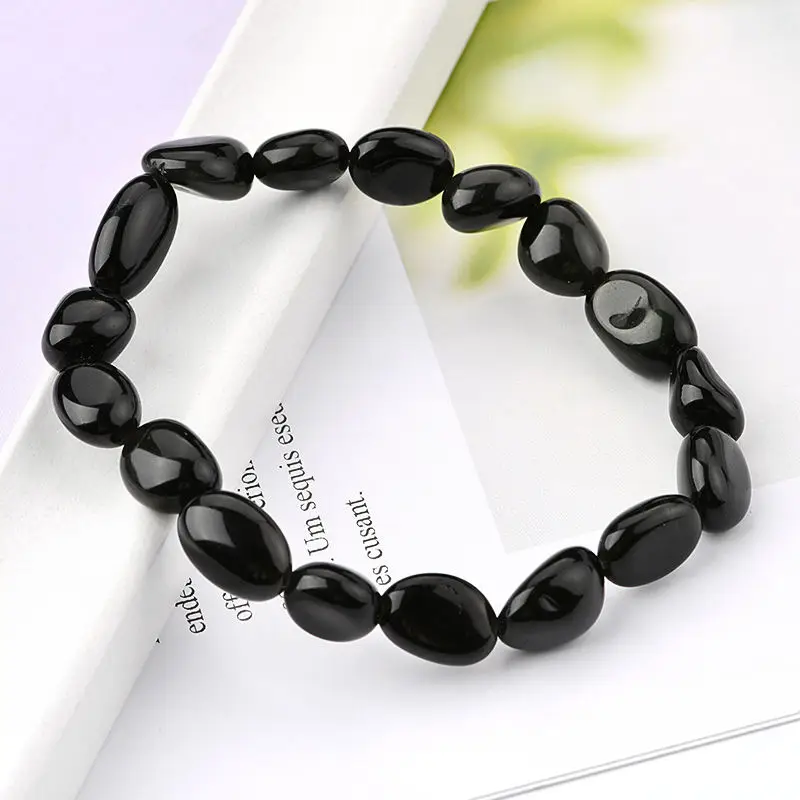 High quality black onyx obsidian gemstone tumble stone bracelet