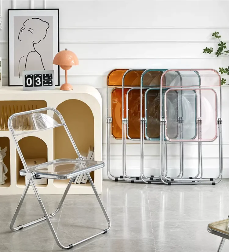 Hot Sales High Quality Transparent Wedding Event Party Garden Plastic Folding Chair Acrylic Foldable Chair Dining Chair