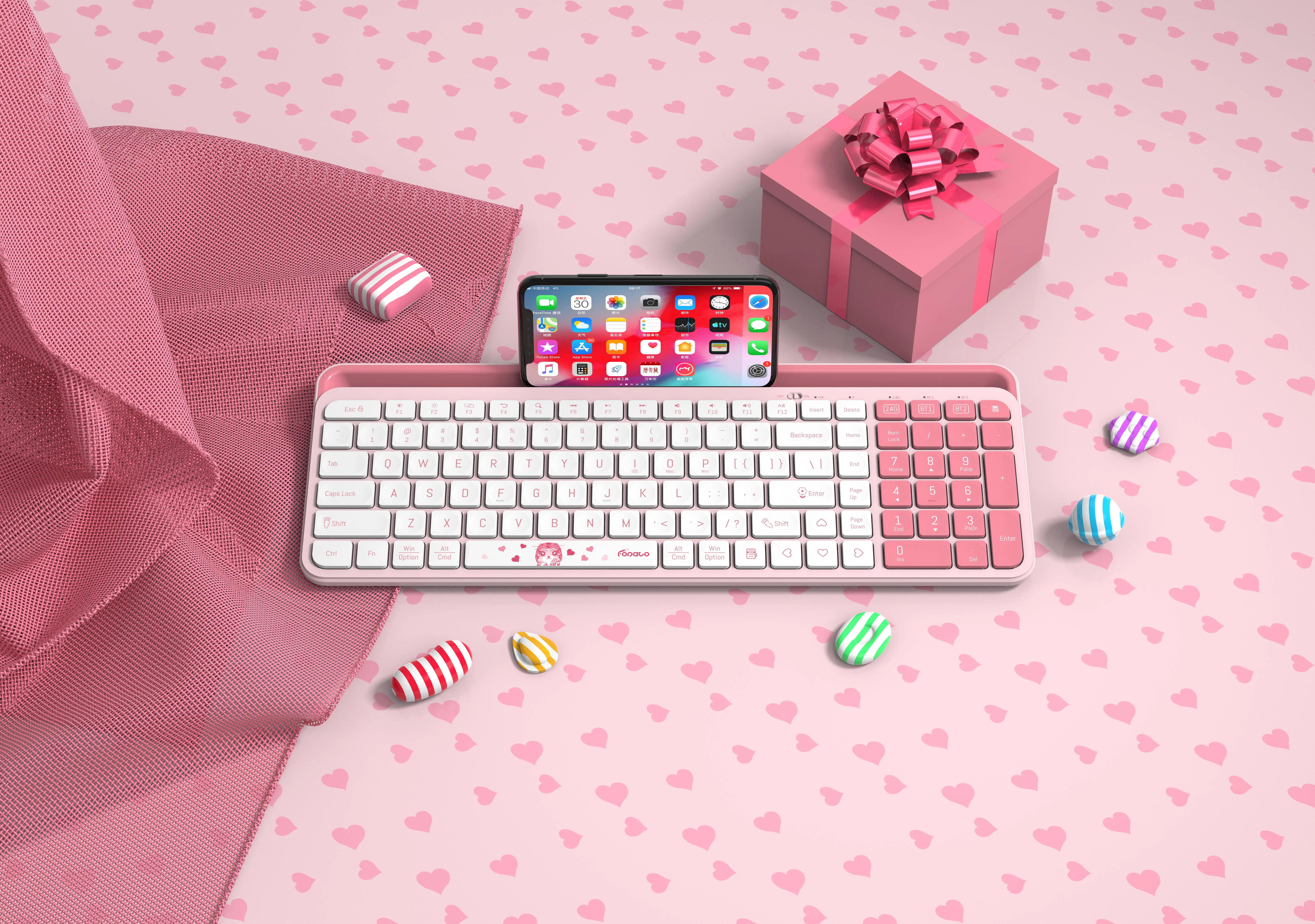 Office Keyboard With Tablet Phone Stand Multi-device Wireless and BLUE TOOTH  dual mode keyboard