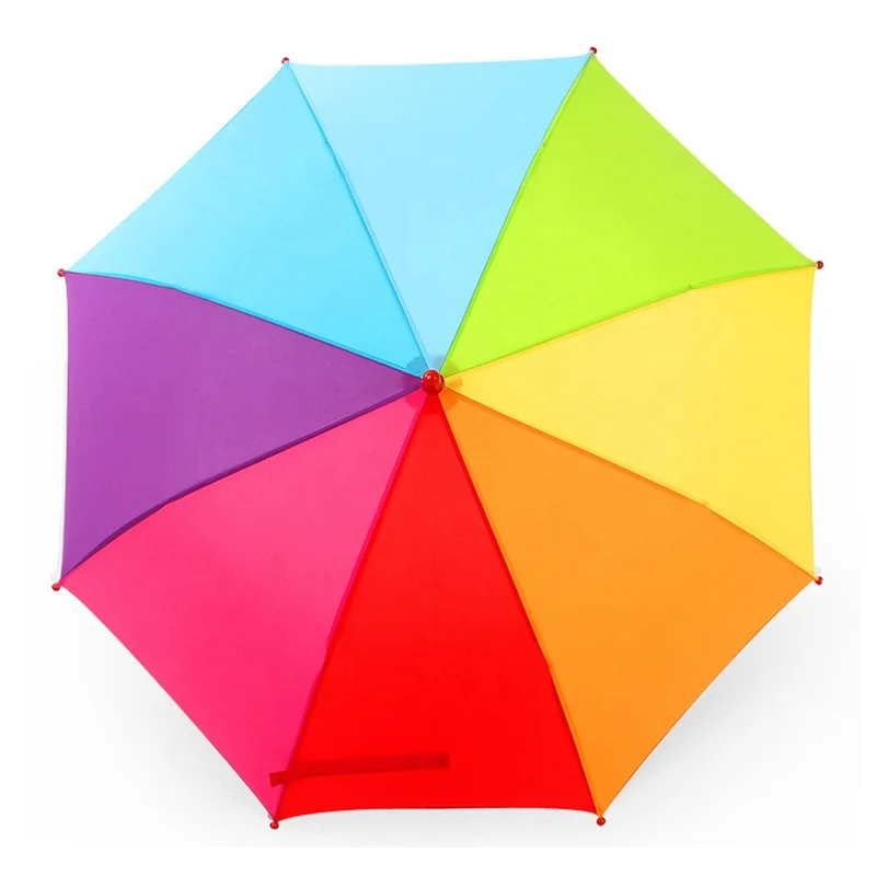 Children Manual Mini Stick Rainbow Color Umbrella for Child