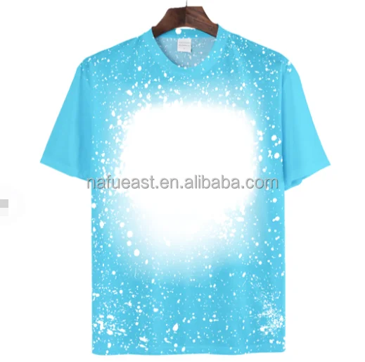 Free shipping Polyester Cotton-Feel Faux Bleach T-Shirt for Sublimation blank