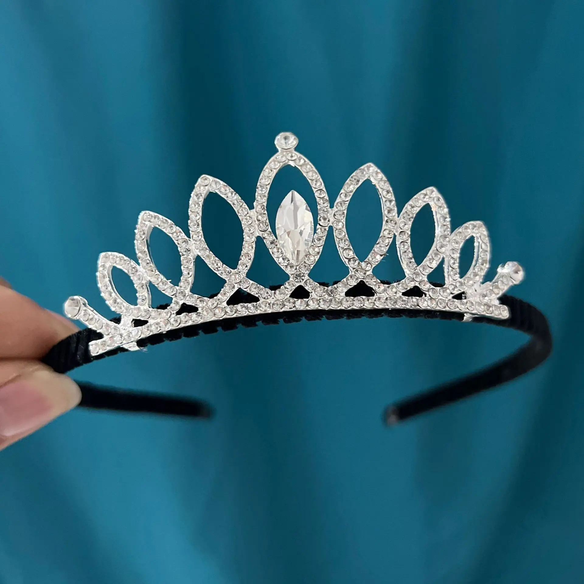 Hot selling party tiara for birthday girls glitter princess headband crown hair hoop