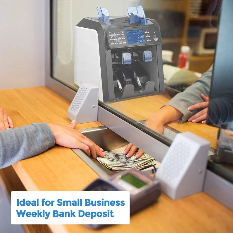 Banking portable equipment 2 Pocket Multi Currency Sorter with SN Reading Printing Banknote detector machine with UV MG IR MAGE