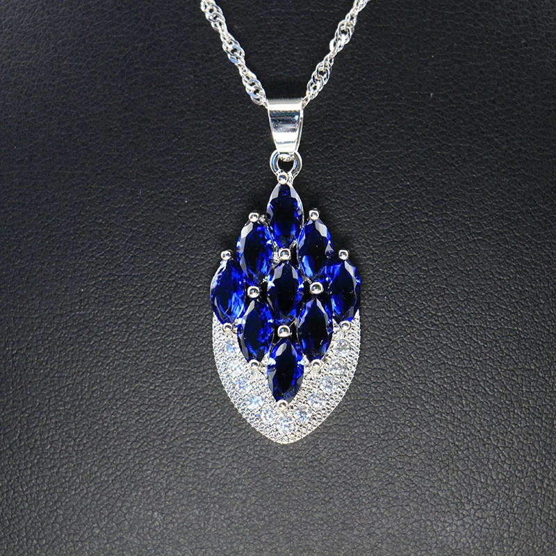 Разноцветные камни, свадебный ювелирный набор для женщин, покрытые белым золотом серьги, кольцо, ожерелье