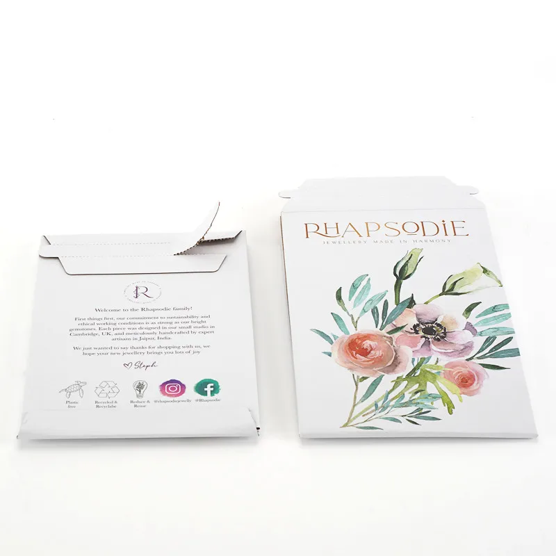 custom logo tear strip mailing envelope stay flat mailer envelope packaging paper shipping cardboard envelope