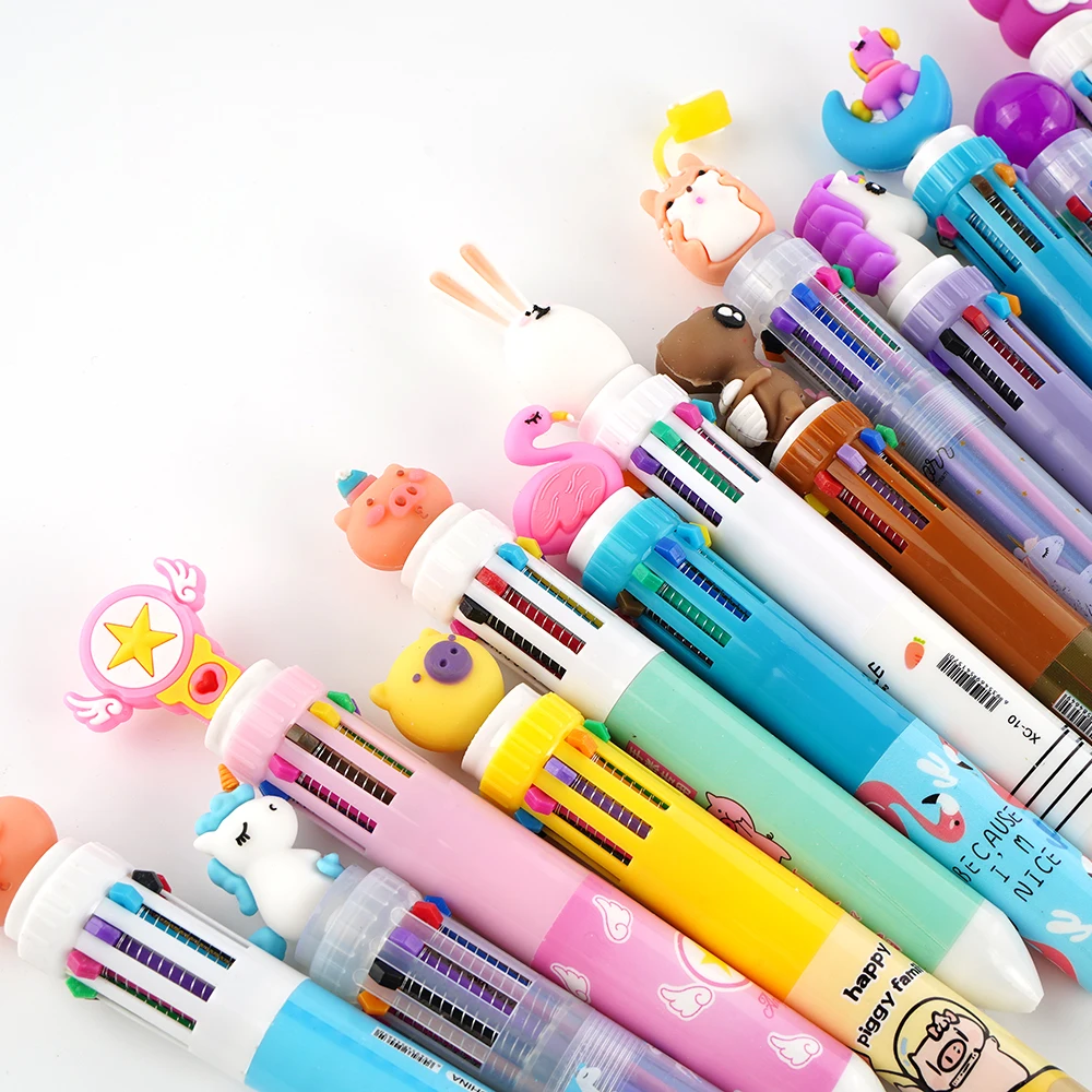Pen Customize Logo Cute School Supplies 10 In 1 Multi-color Ball Point Pen