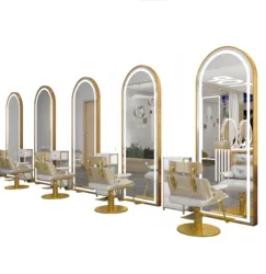 Amazon hot selling other salon furniture hair salon station mirror touch screen light up Mirror for hair salon