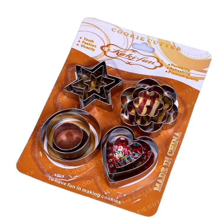 12pcs Stainless Steel Christmas Embossed Cookie Cutter Biscuit Cutter Cookie Mold  Embossing Tool Set Chocolate Mould