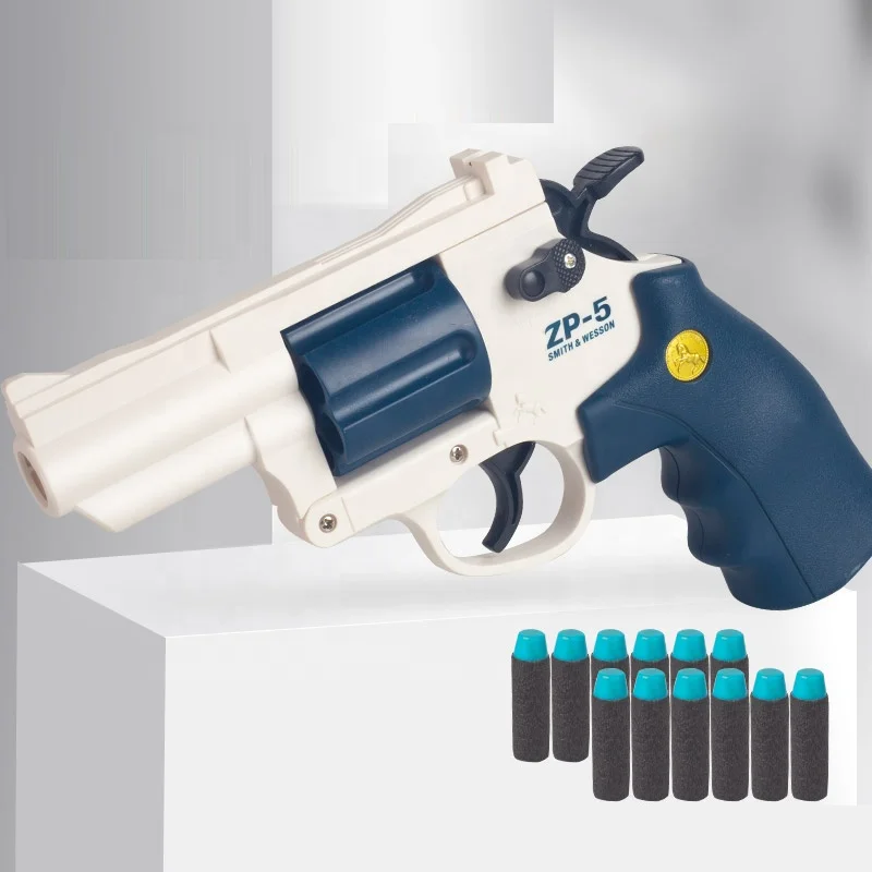 Wholesale Safe Material ZP5 Revolver With Soft Bullets hooting Game Simulation Manual Model Gun Toy For Outdoor Play