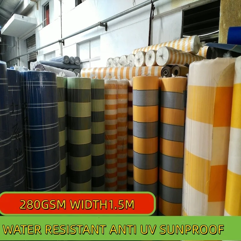 High color fastness good tearing strength acrylic polyester 450D yarn dye stripe oxford fabric for canopy awning beach umbrella