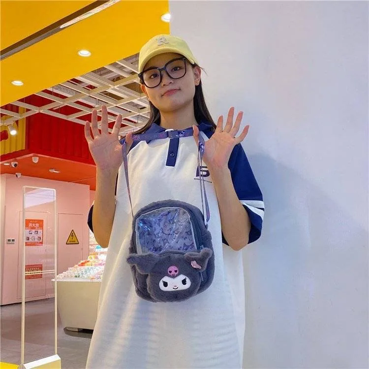 BoTu Hot Kt Plush Transparent Shoulder Bag Cute Crossbody Bags Students kulomi Stuffed Coin Purse Handbag Stuffed Claw Doll Toys
