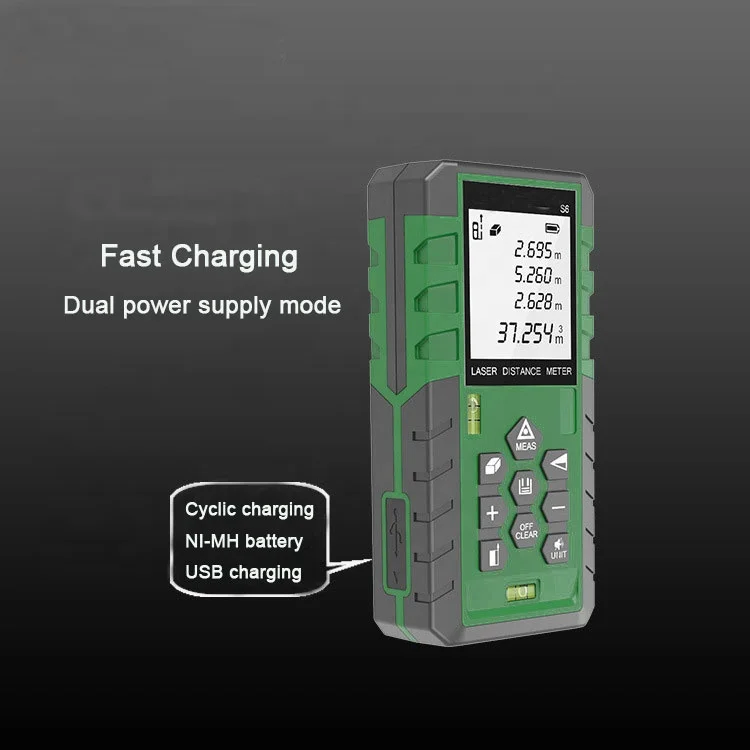 Rechargeable Green Laser Distanciometro Digital 60m 80m 100m Laser Distance Meter with Double Bubble Level