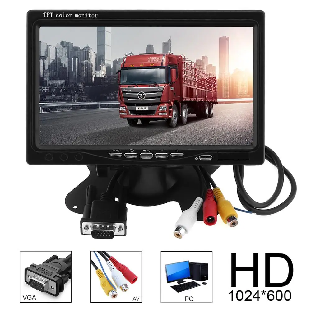  7 дюймов ультра тонкий TFT LCD HD монитор HDMI VGA Аудио Видео AV автомобиля