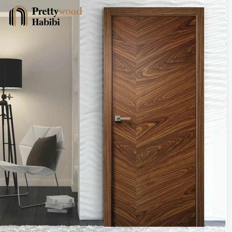 Водонепроницаемая дверь Prettywood для интерьера квартиры ванной комнаты деревянный ореховый дизайн