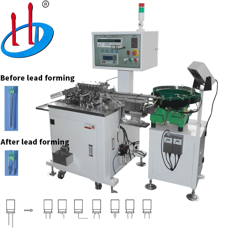 Fully Automatic Transistor Capacitor Radial Component Lead Cutting Forming Bending Machine Form K Type 90 Degrees Long and Short