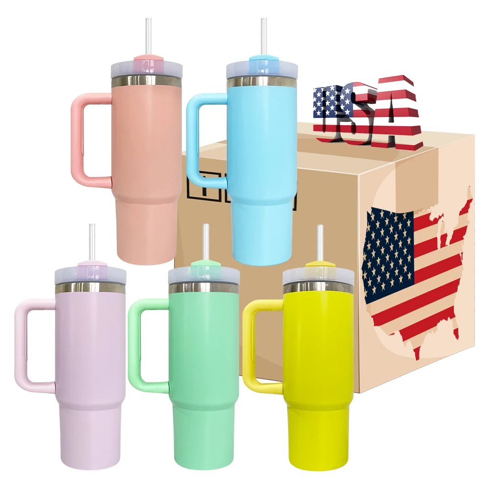 USA warehouse blank sublimation macaron matte colorful H2.0 30oz tumbler with lid and straw