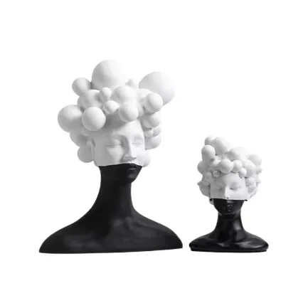 Resin decoration light luxury home decoration Black and white face figure hotel model room porch decoration