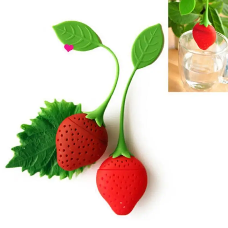 Silicone Strawberry Loose Herbal Spice Infuser Filter Diffuser Tea Leaf Strainer Teaware Polybag Creative Red Lovely Accepted