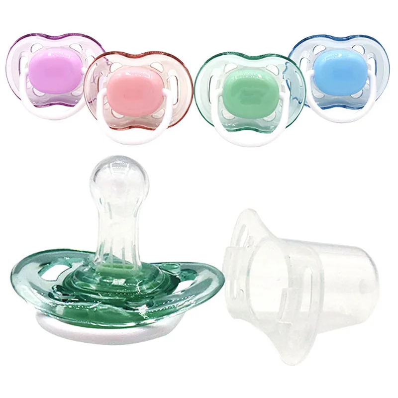 Baby Pacifier With Cover Silicone Infant Nipple Baby Soother Dummy Newborn Pacifier Baby Shower Gifts Flat Round Pacifiers