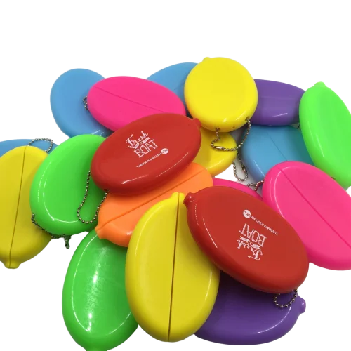 Пользовательский овальный ПВХ брелок Карманный резиновый Сжимаемый Кошелек для монет