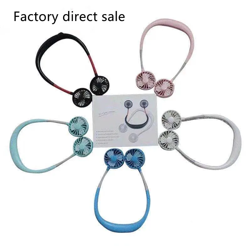 new adjustable mini usb rechargeable fan portable neck sport fan neckband desk hand air fan cooling conditioning