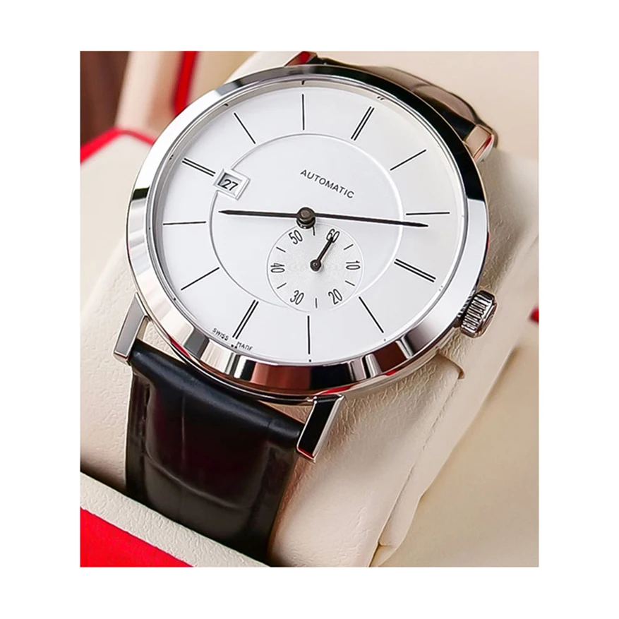 Latest stainless steel case calendar small second hand Miyota movement leisure men mechanical wristwatch