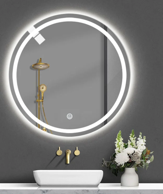 Customized round wall mirror led bathroom fogless mirror