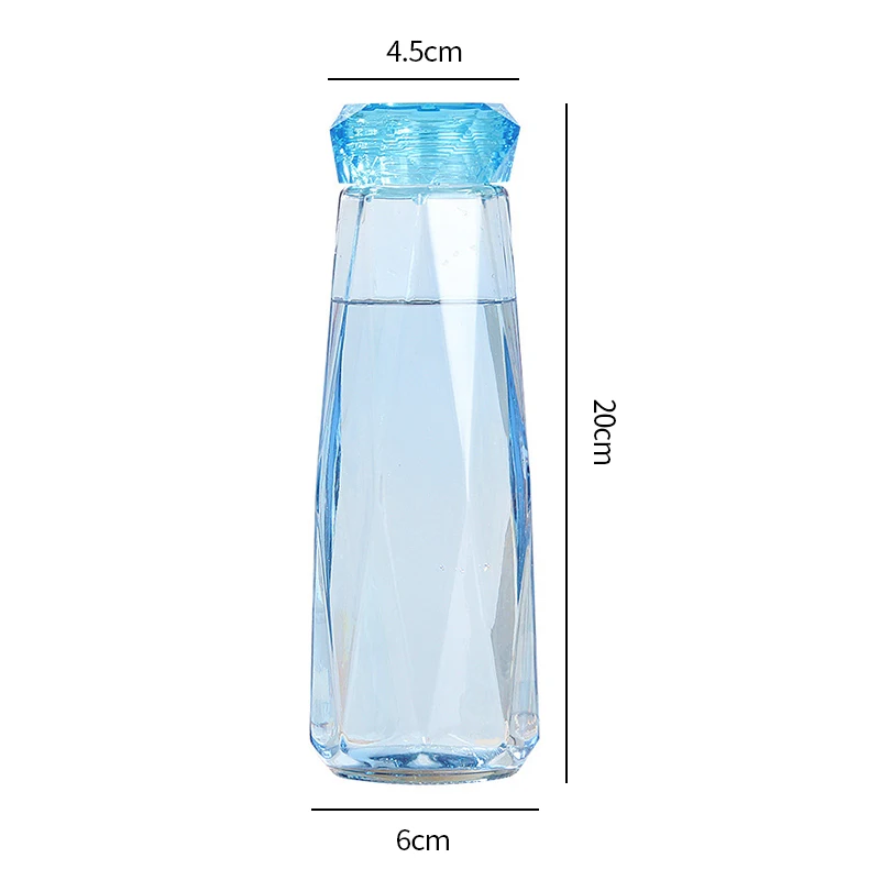 Promotional Creativity Portable Diamond Cup Water Glass Custom Water Bottle with Crystal Shape lid