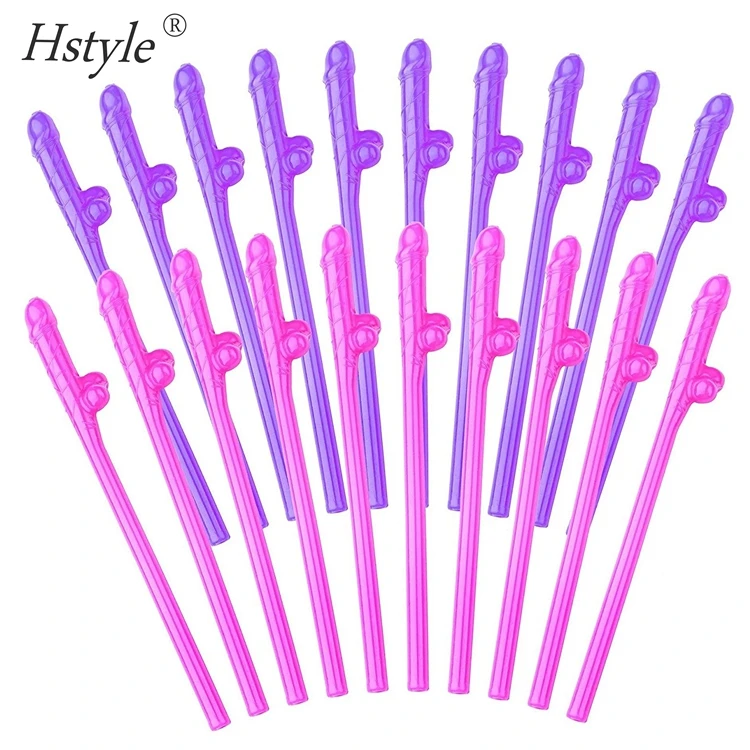 20pcs Pennis Shape Straws Bachelorette Girls Night Straws For Funny Naughty Bridal Shower Drinking Games Hen Party Favor SC005