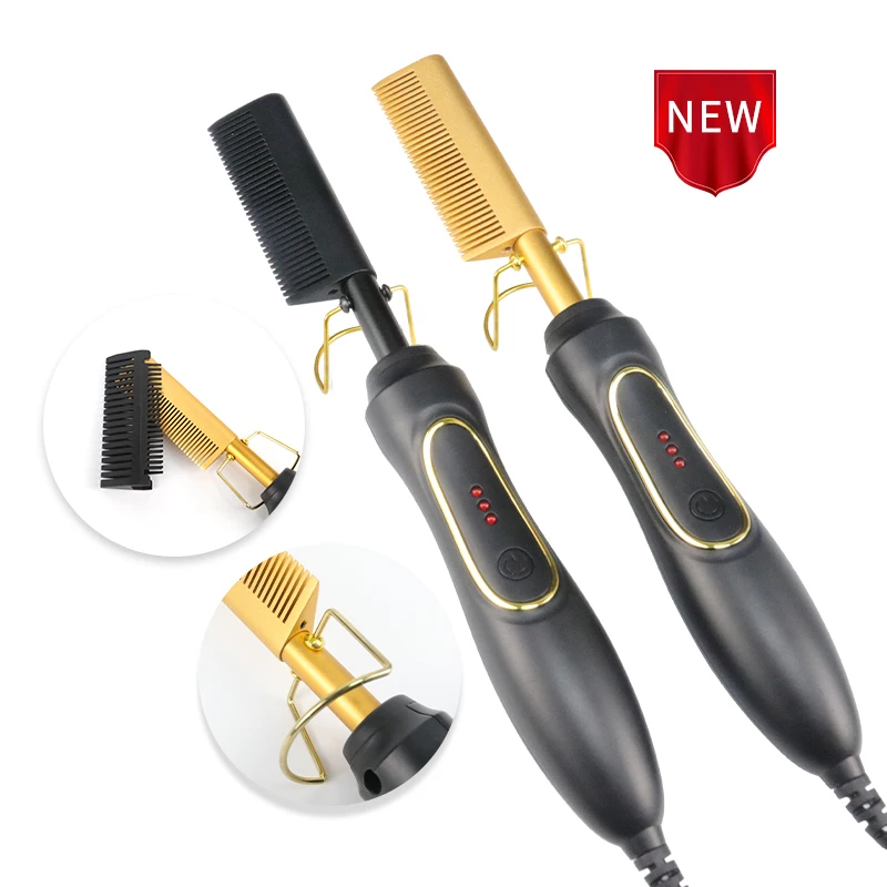 Amazon Vendors Custom Logo Metal Straight Hot Comb Electric Hair Straightener Flat Iron,Hot Comb Electric