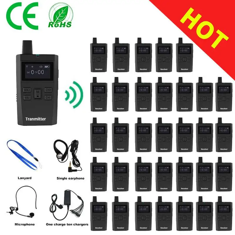 5 Way Wireless Tour Guide System Microphone Noise Reduction Listening Devices for Factory School Horse Riding Equestrian